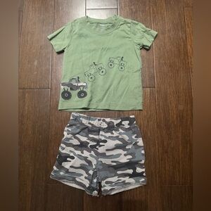 Carter's Green Tee and Camo Shorts Set